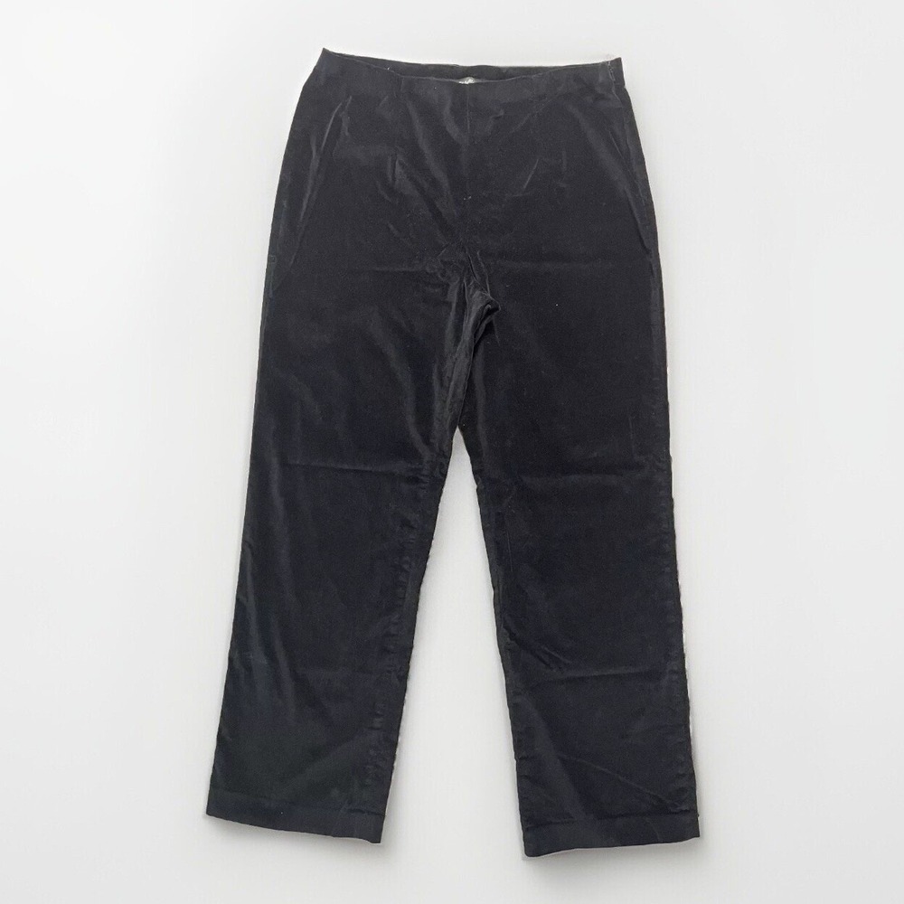 Eddie Bauer Pants Womens Sz 16 Black‎ Velvet Straight Fit 90's Whimsygoth